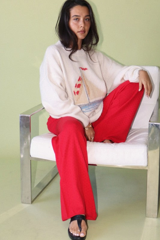 Sail Away Crewneck Sweater - Cream