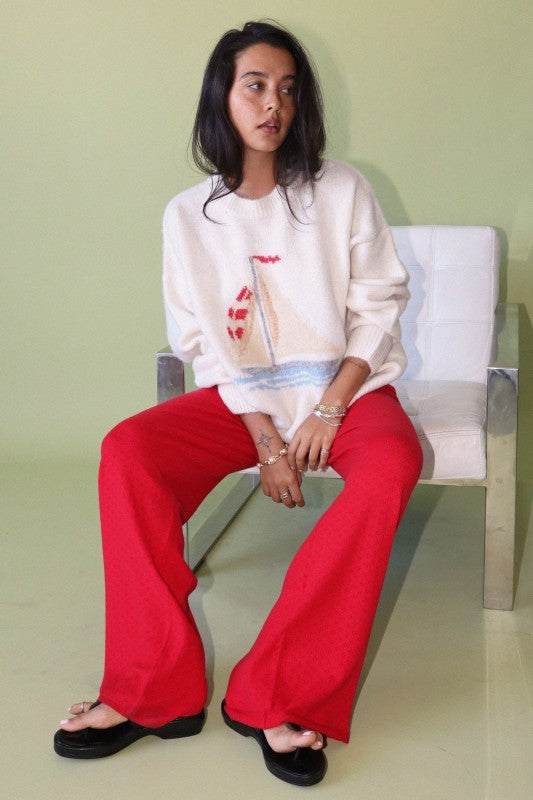 Sail Away Crewneck Sweater - Cream