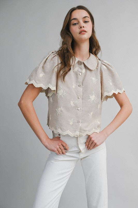 Rowan Embroidered Stripe Blouse