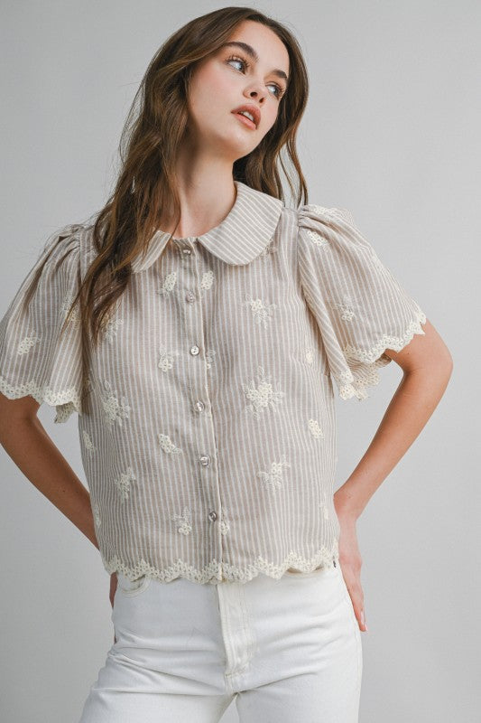 Rowan Embroidered Stripe Blouse