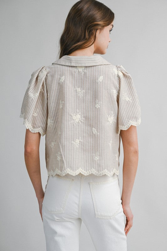 Rowan Embroidered Stripe Blouse