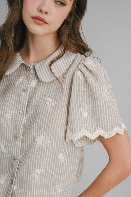 Rowan Embroidered Stripe Blouse