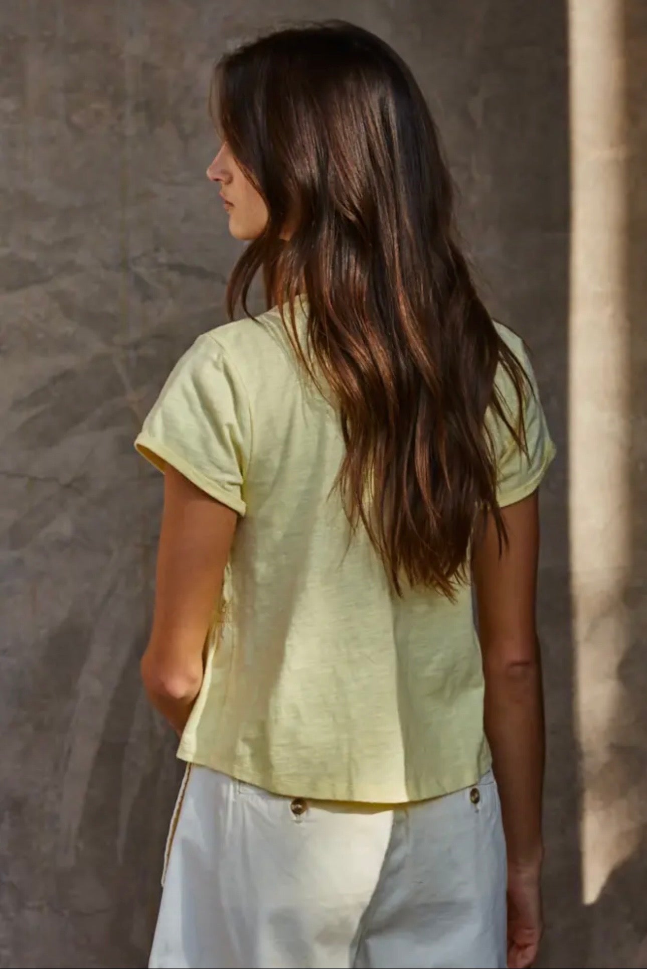 Mattie Smocked Cotton Tee - Soft Yellow