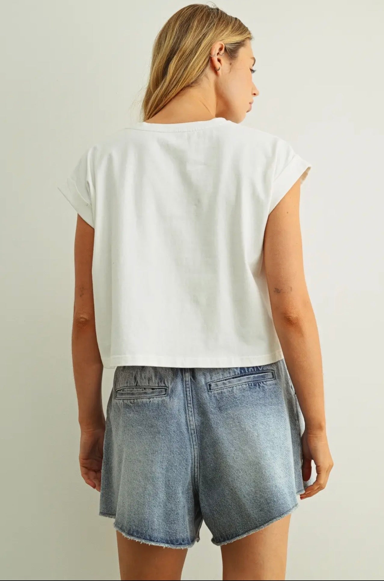 USA Floral Patchwork Tee - White