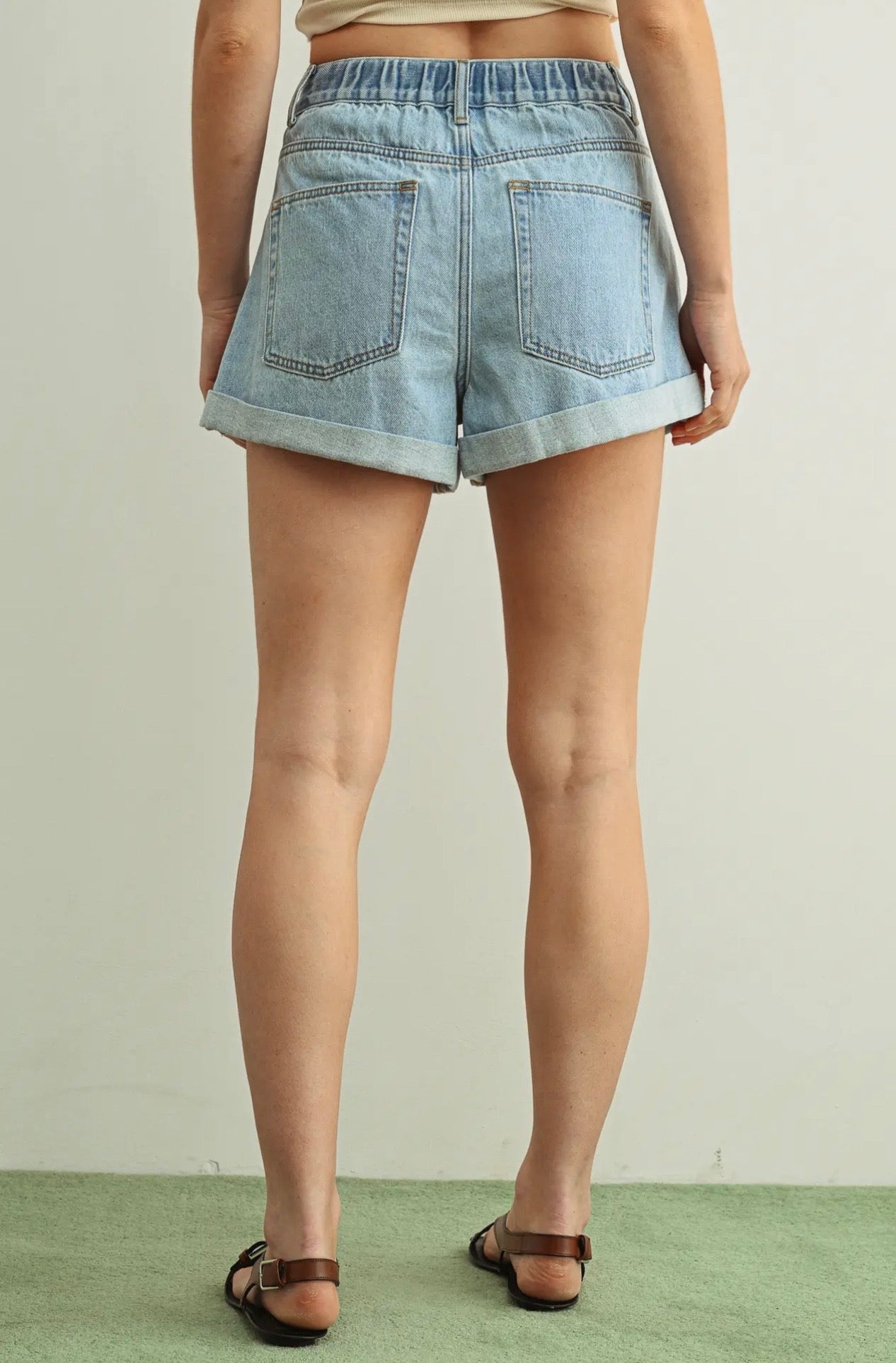 Wander Pleat Denim Shorts