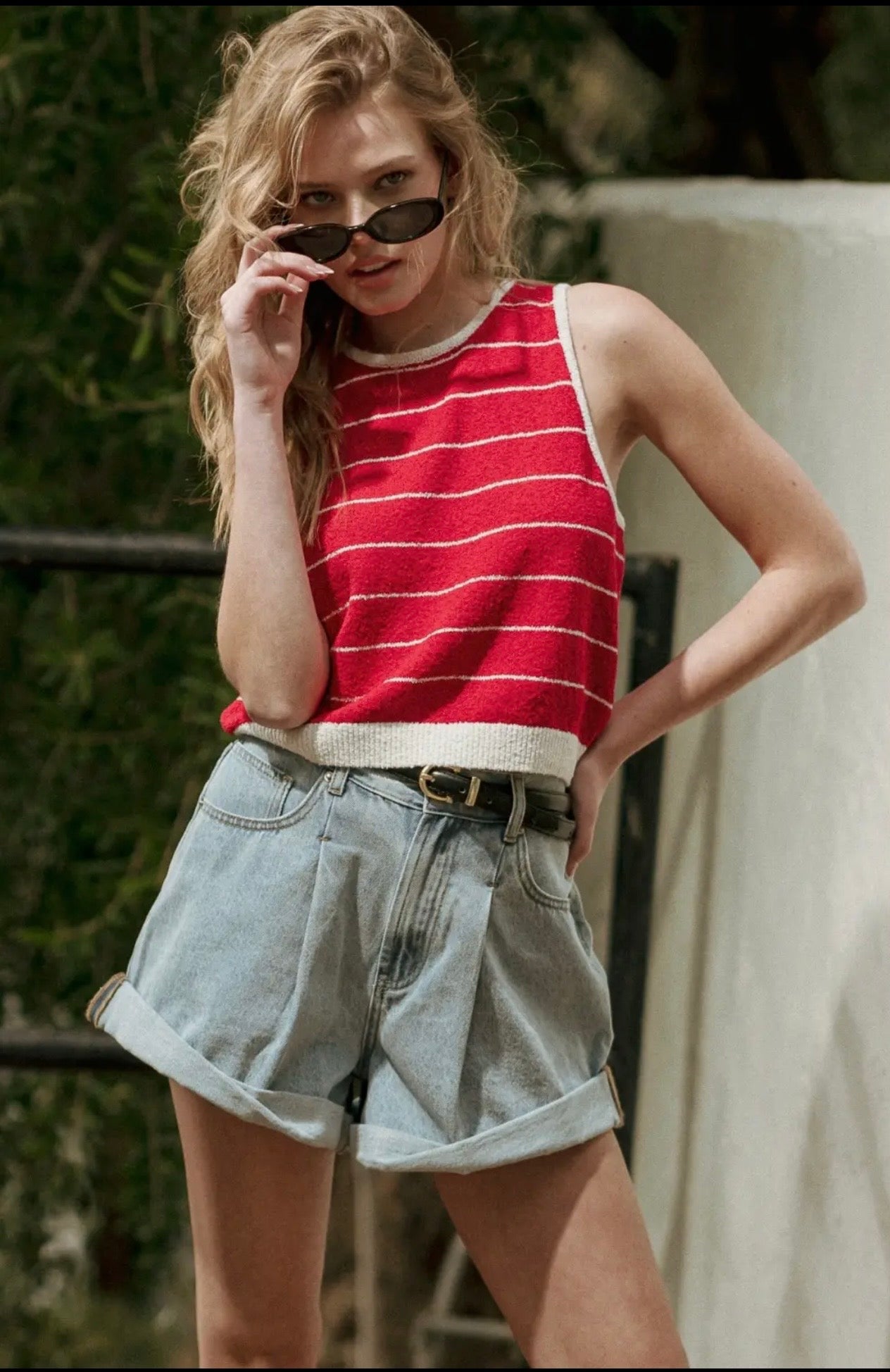 Wander Pleat Denim Shorts