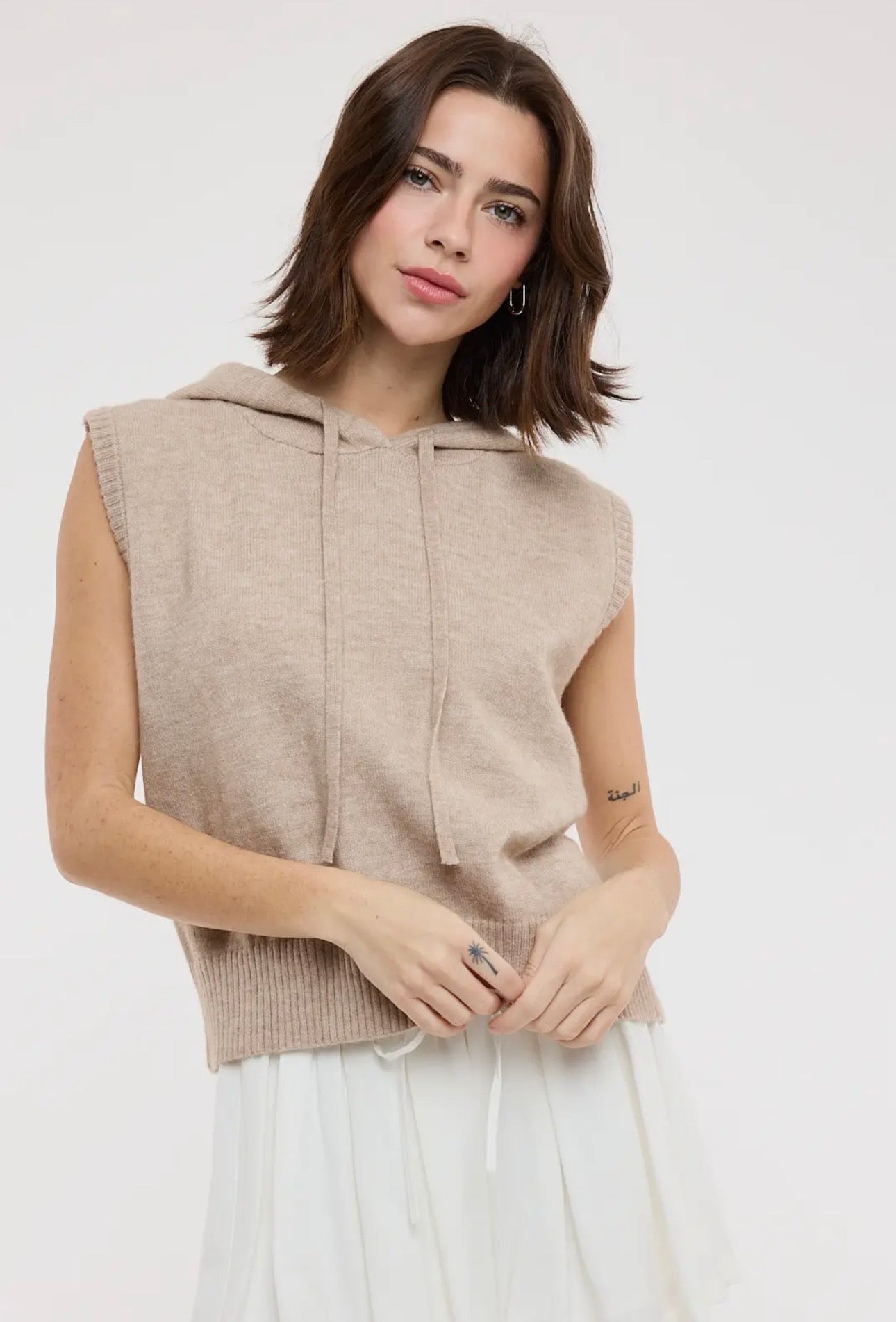 Mocha Hooded Sweater Vest