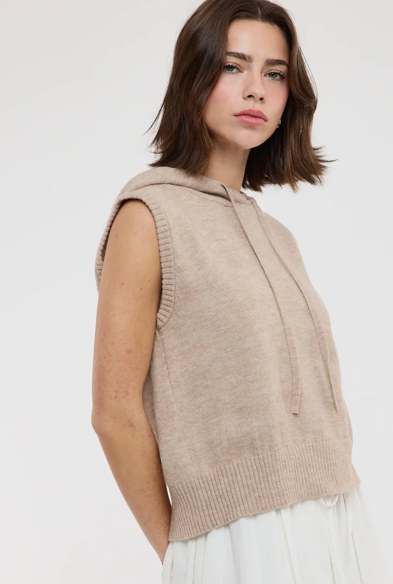 Mocha Hooded Sweater Vest