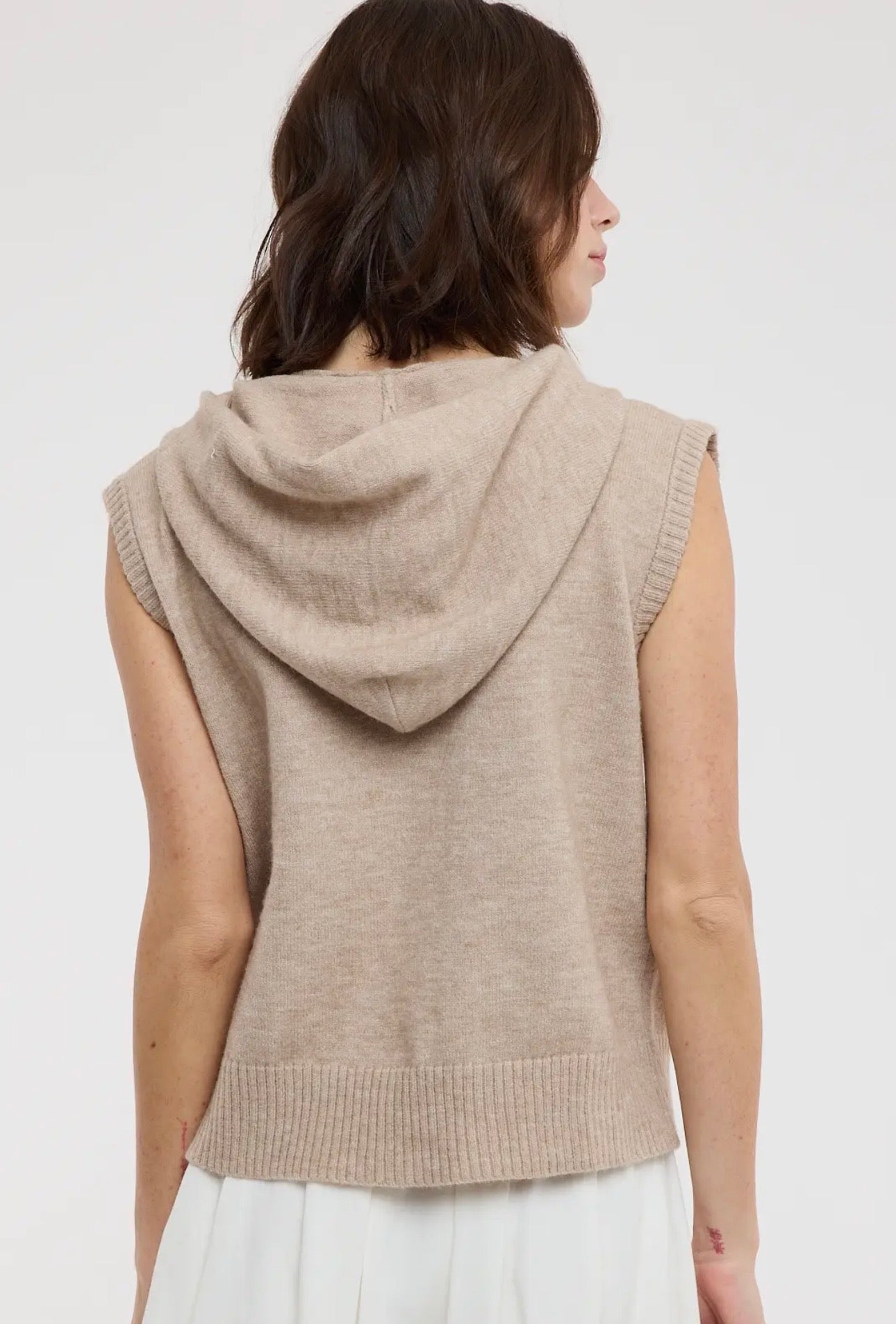 Mocha Hooded Sweater Vest