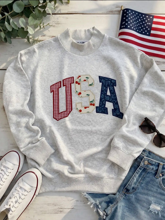 All-American Embroidered Mockneck Sweatshirt