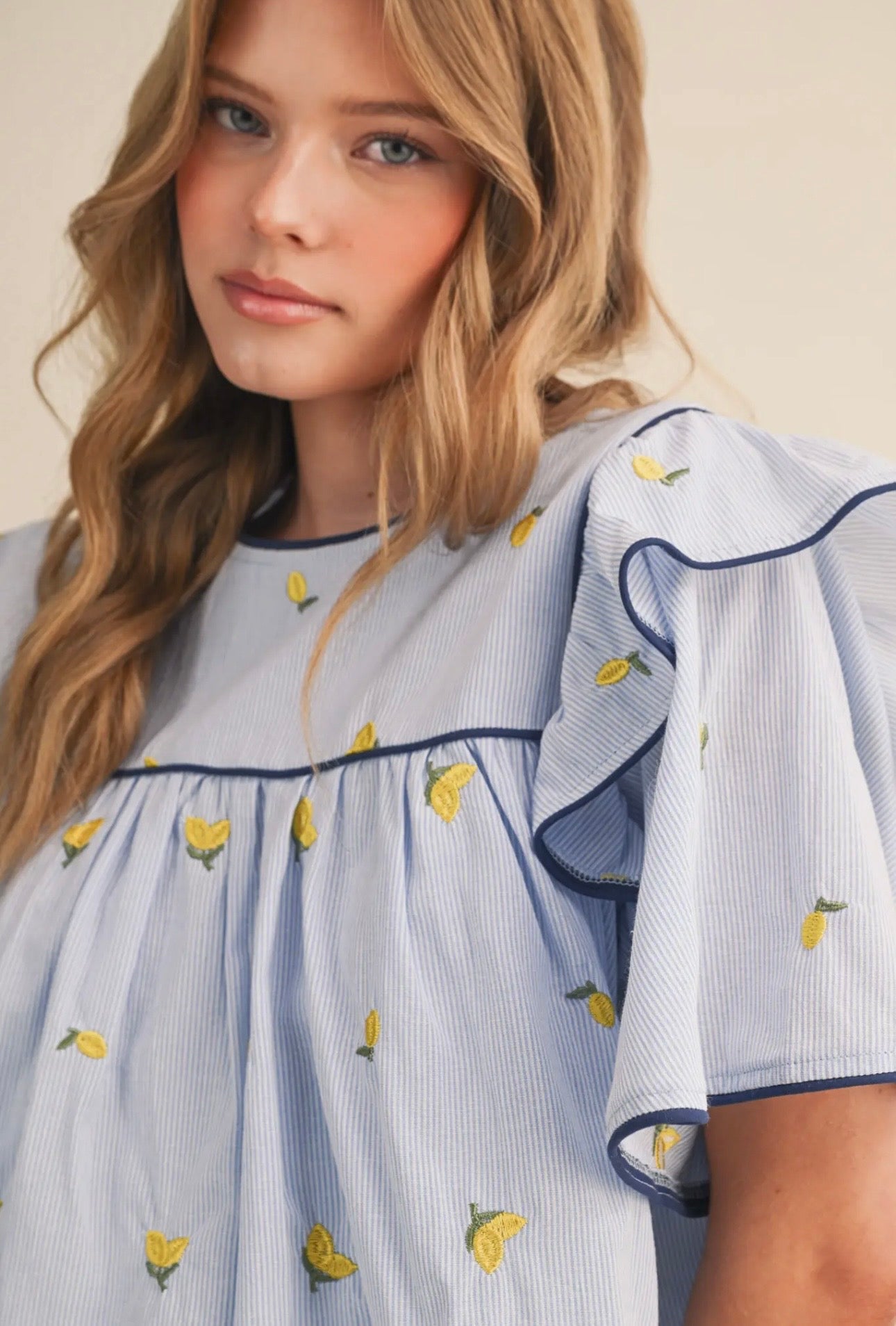 Main Squeeze Lemon Embroidered Top