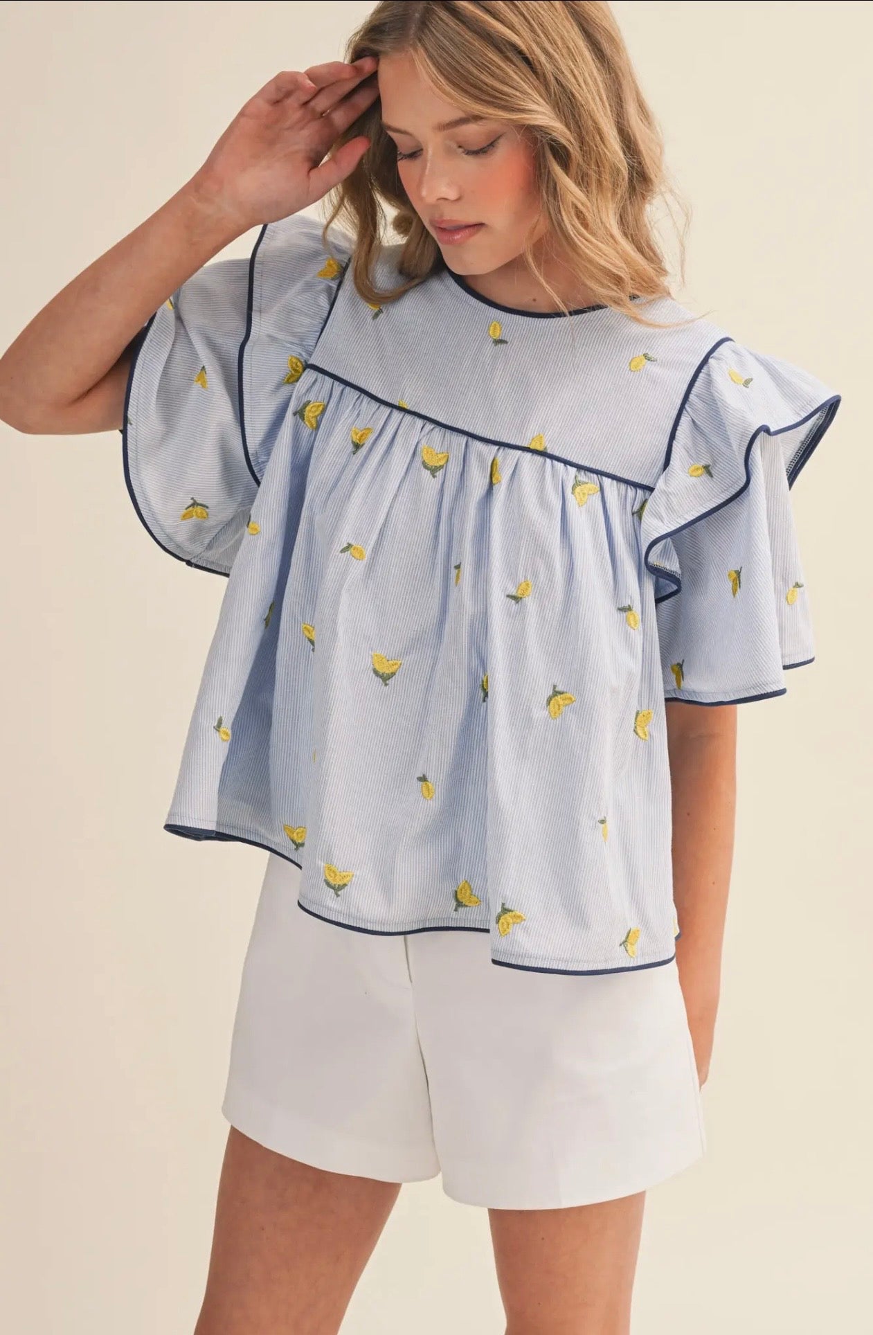 Main Squeeze Lemon Embroidered Top