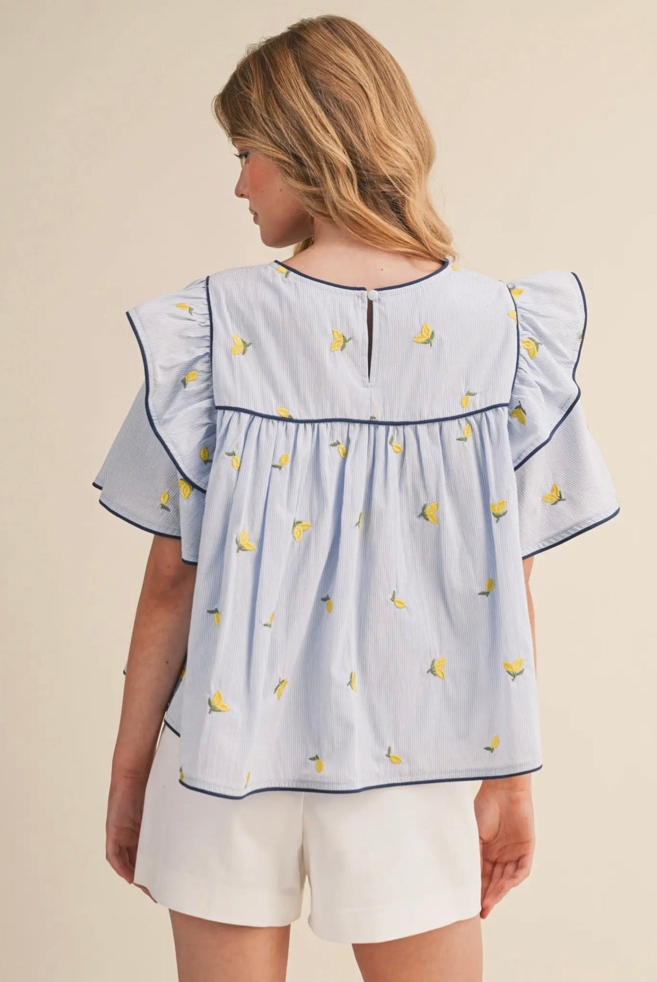 Main Squeeze Lemon Embroidered Top