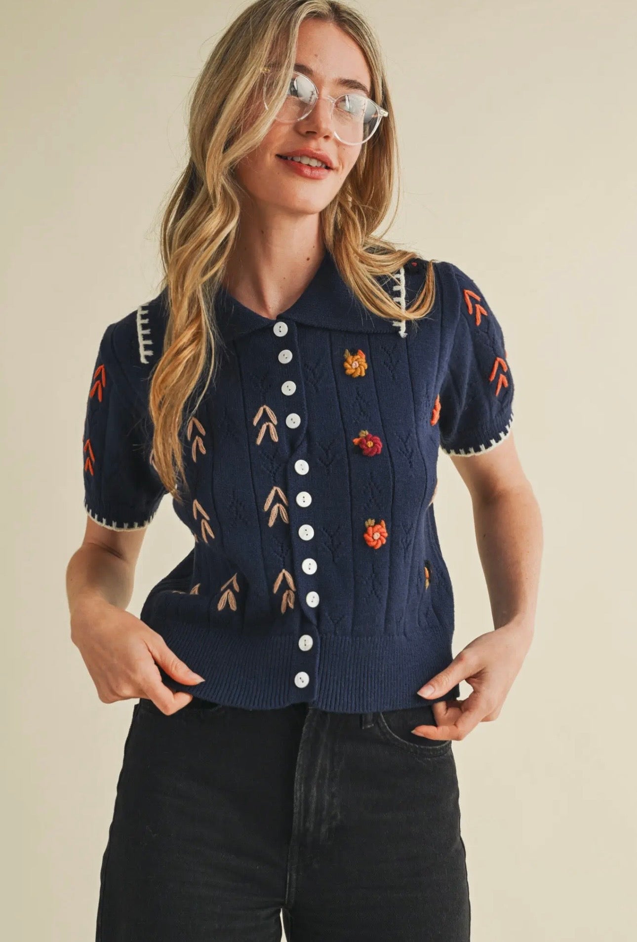 Midnight Bloom Cardigan Sweater