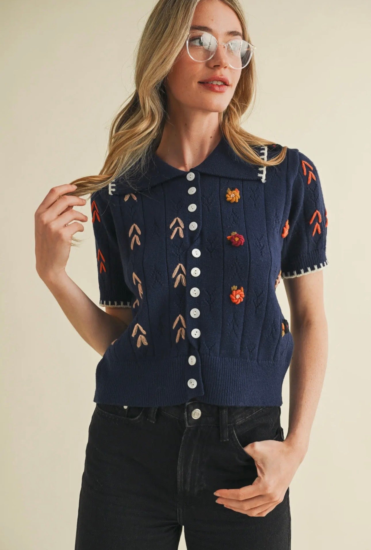 Midnight Bloom Cardigan Sweater