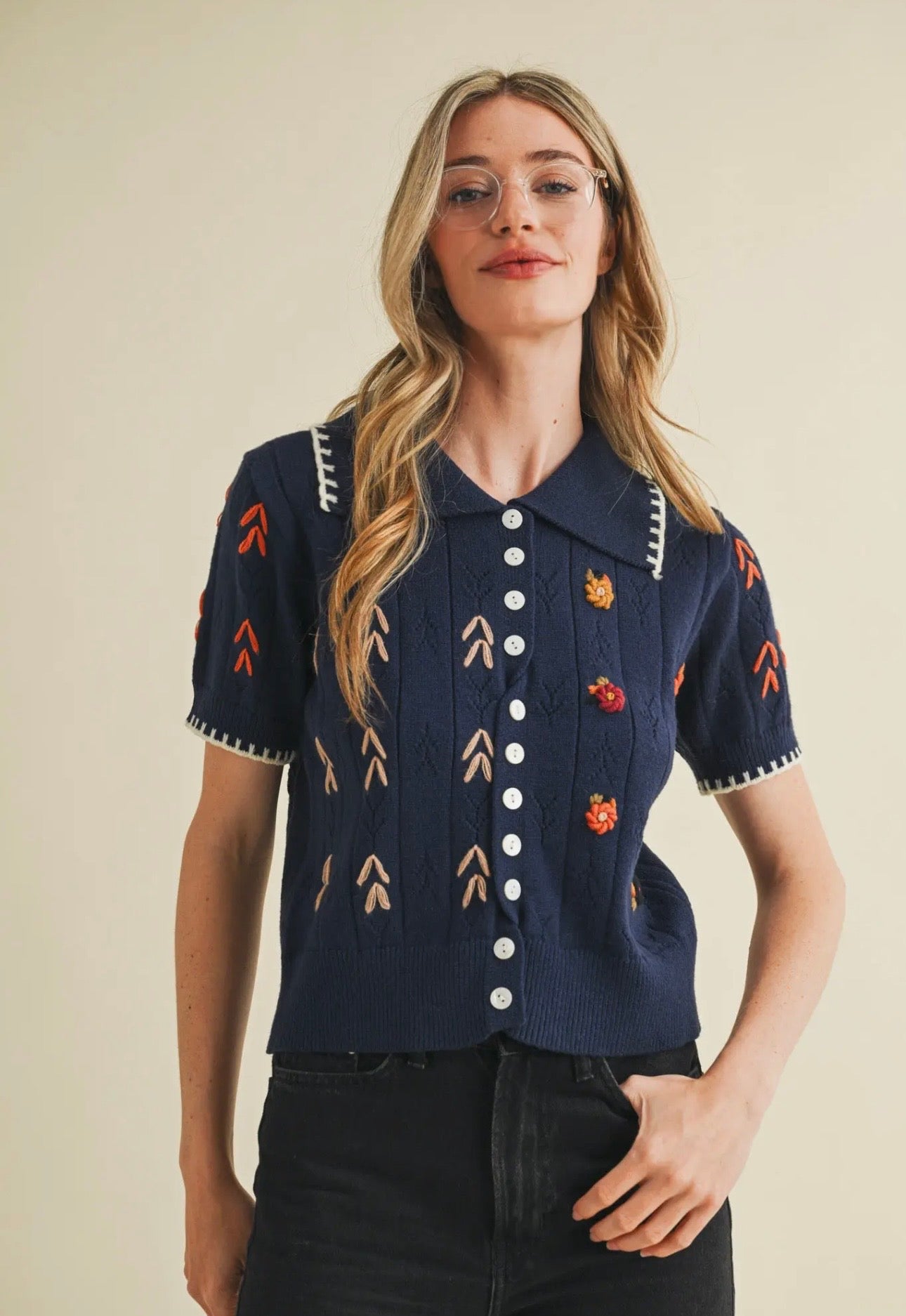 Midnight Bloom Cardigan Sweater