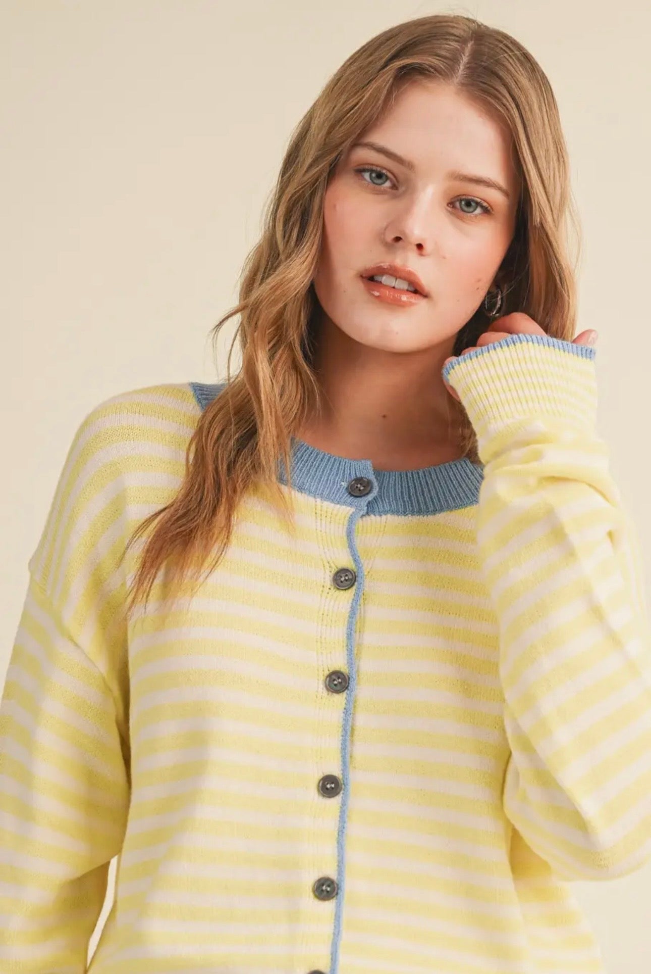 Mollie - Lemon Stripe Cardigan