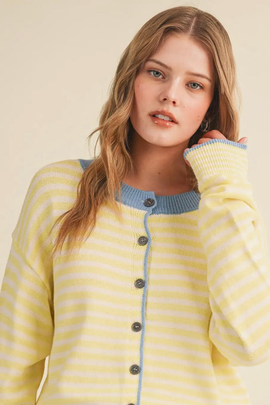 Mollie - Lemon Stripe Cardigan