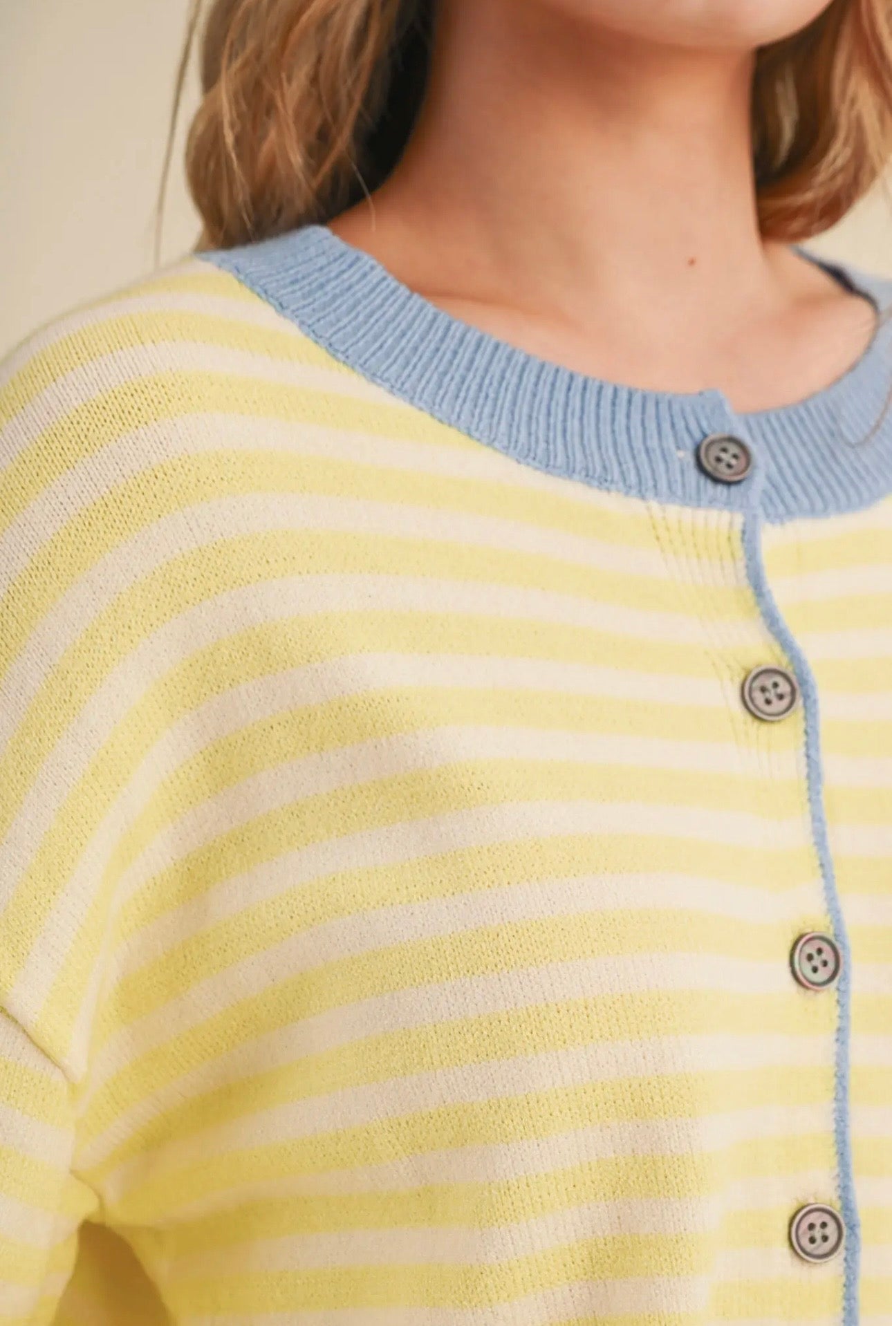 Mollie - Lemon Stripe Cardigan