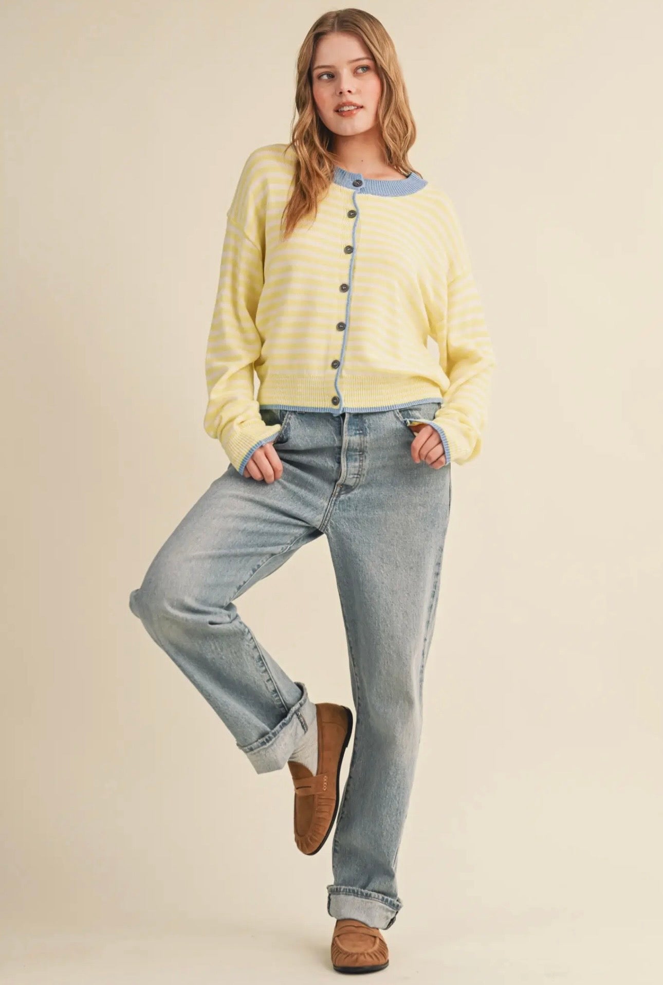 Mollie - Lemon Stripe Cardigan