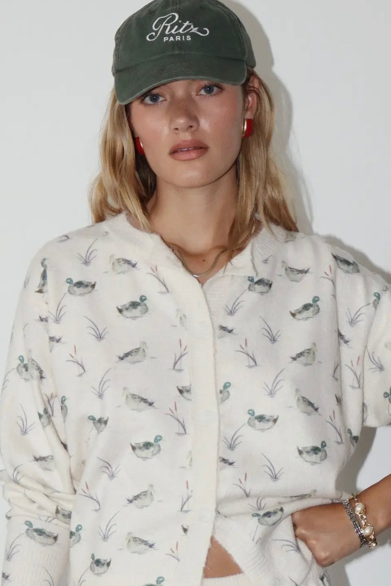 Pondview Duck Print Cardigan