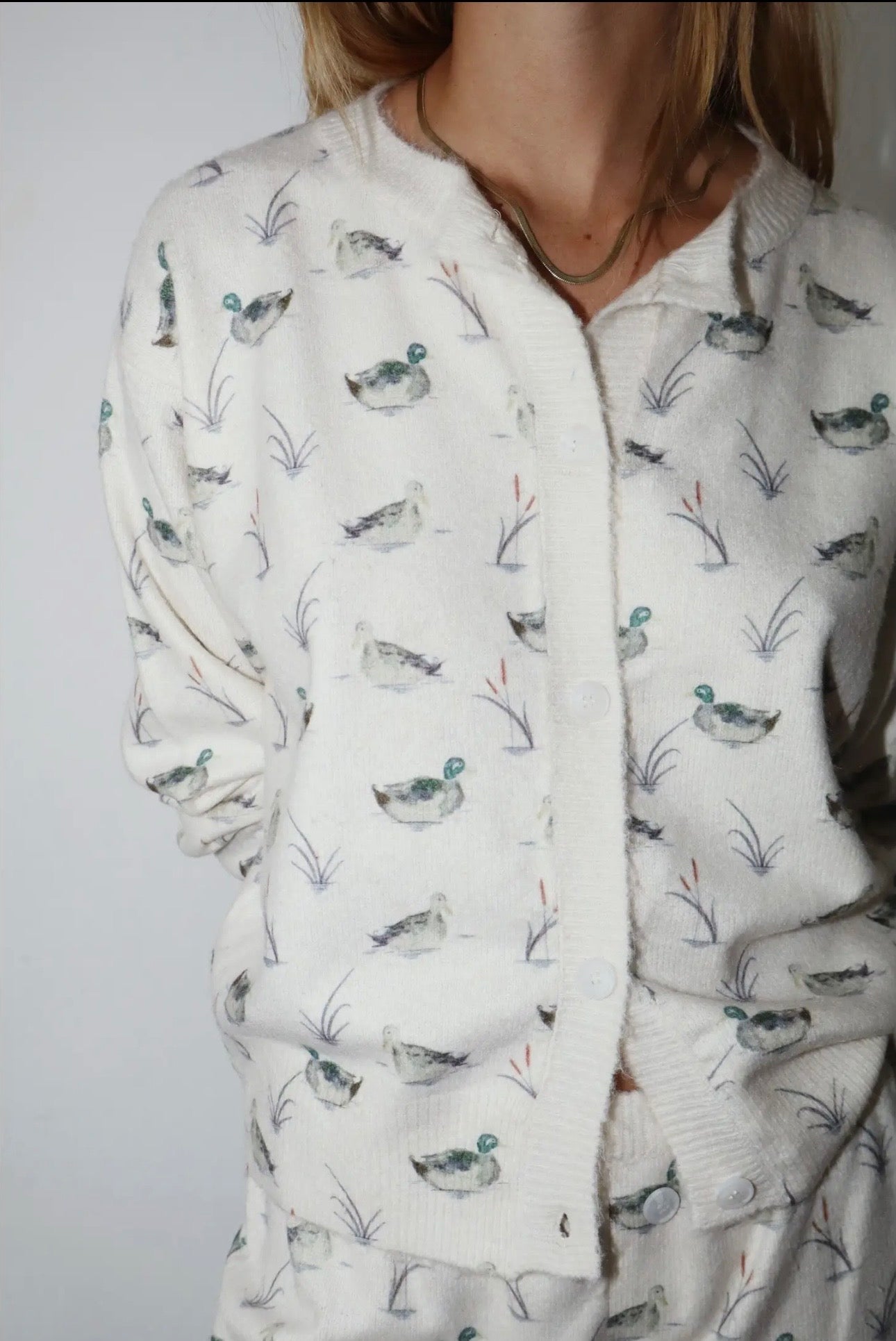 Pondview Duck Print Cardigan