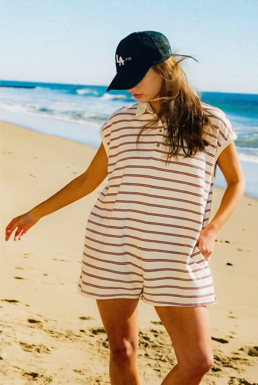 Daytrip Striped Polo Romper