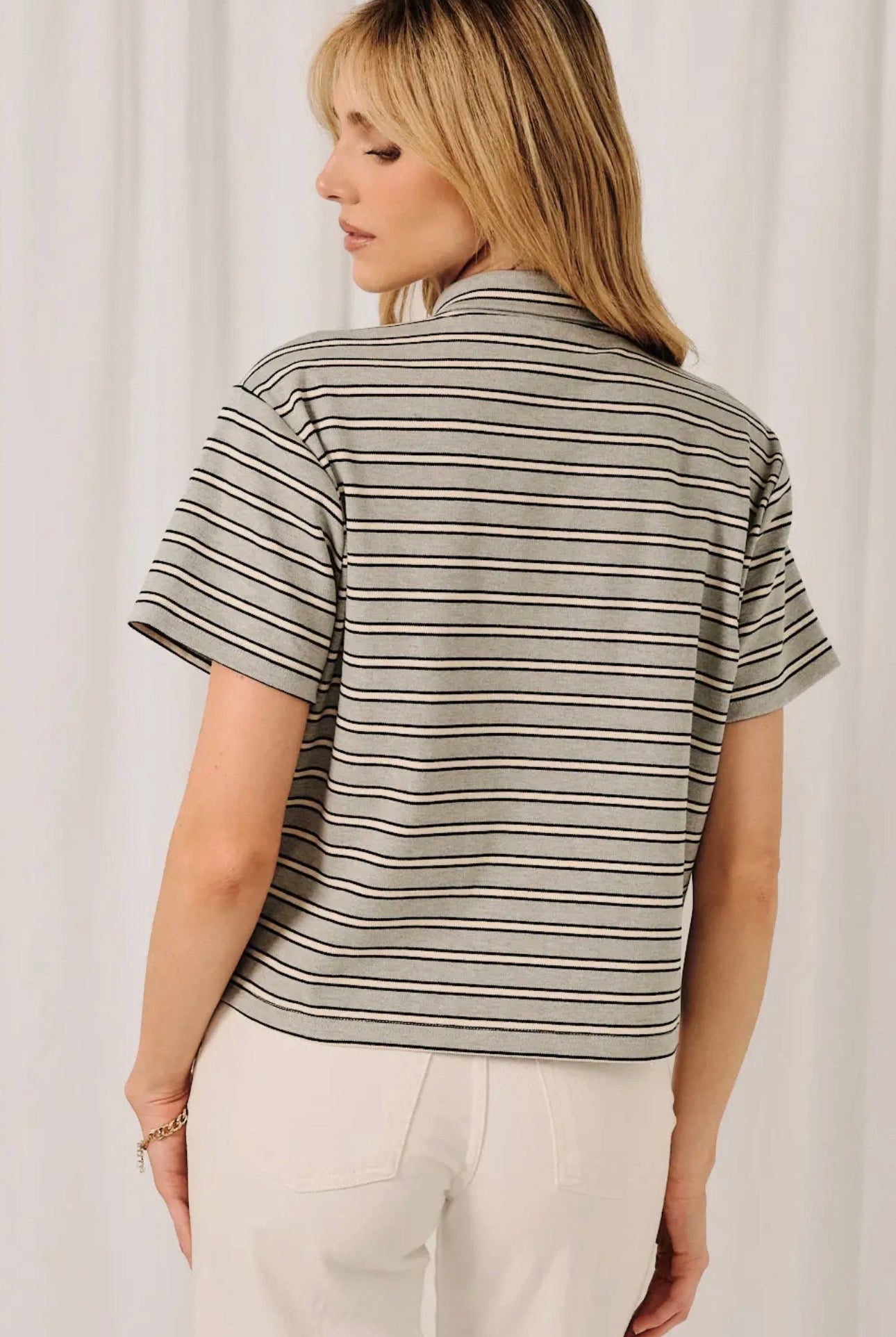 Gracie Faux Scarf Stripe Top