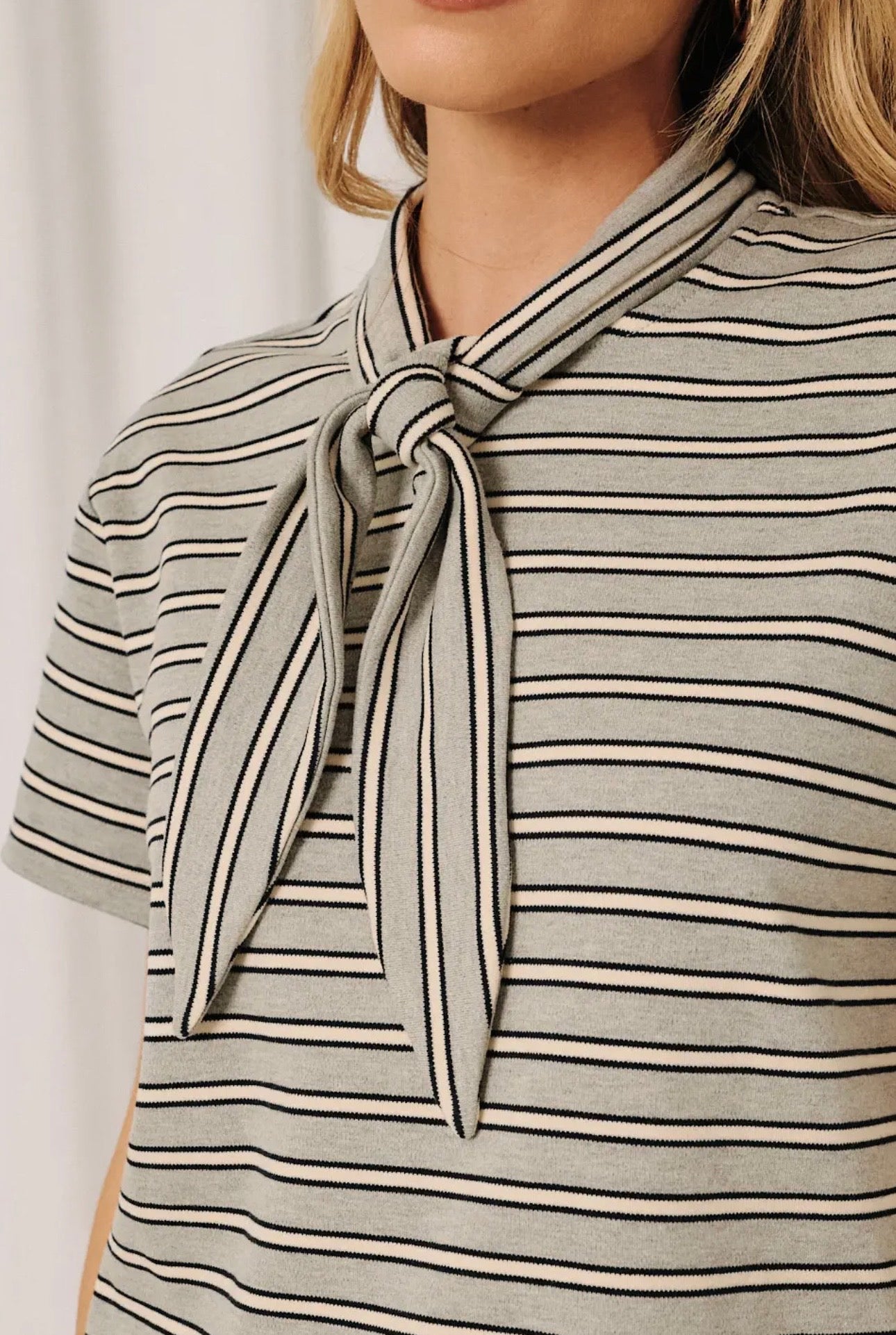 Gracie Faux Scarf Stripe Top