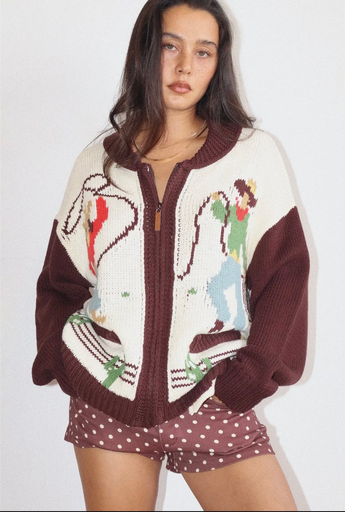 Wild West Lasso Knit Zip Up Cardigan