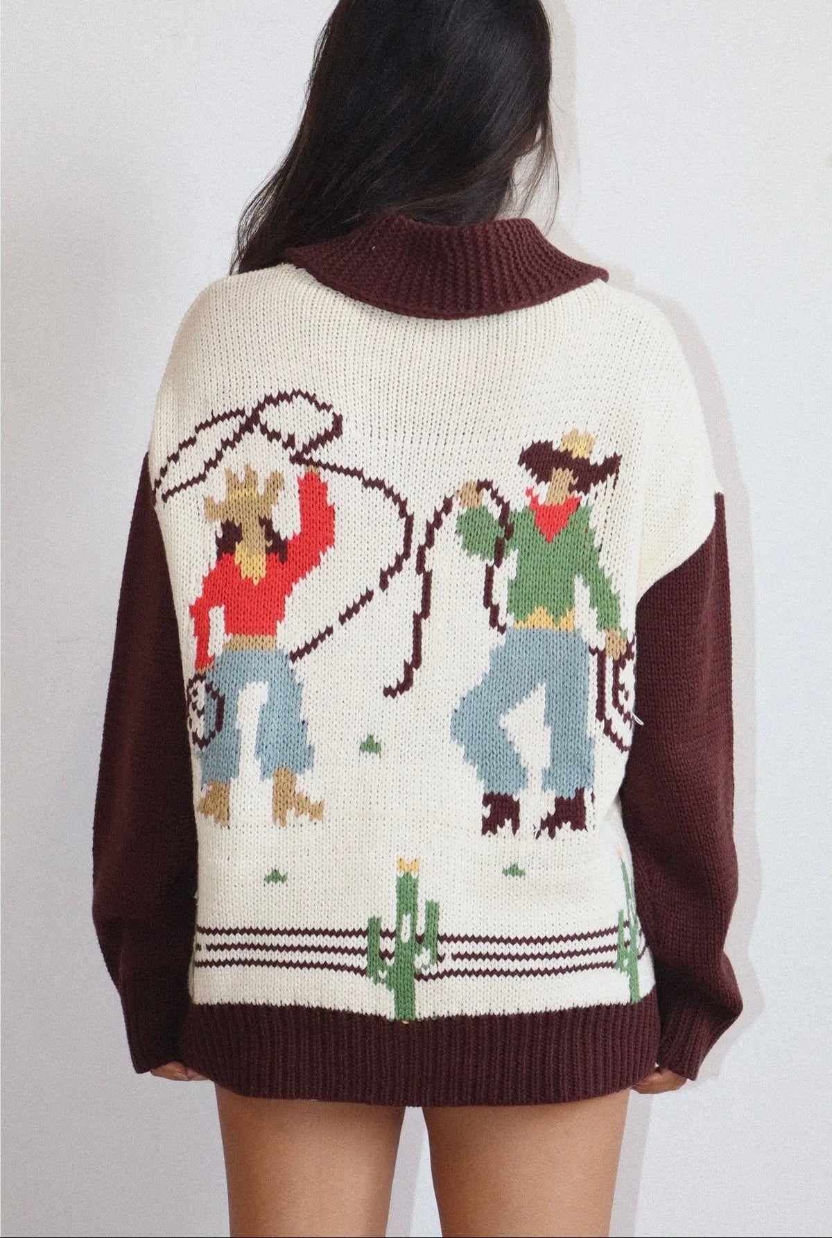 Wild West Lasso Knit Zip Up Cardigan