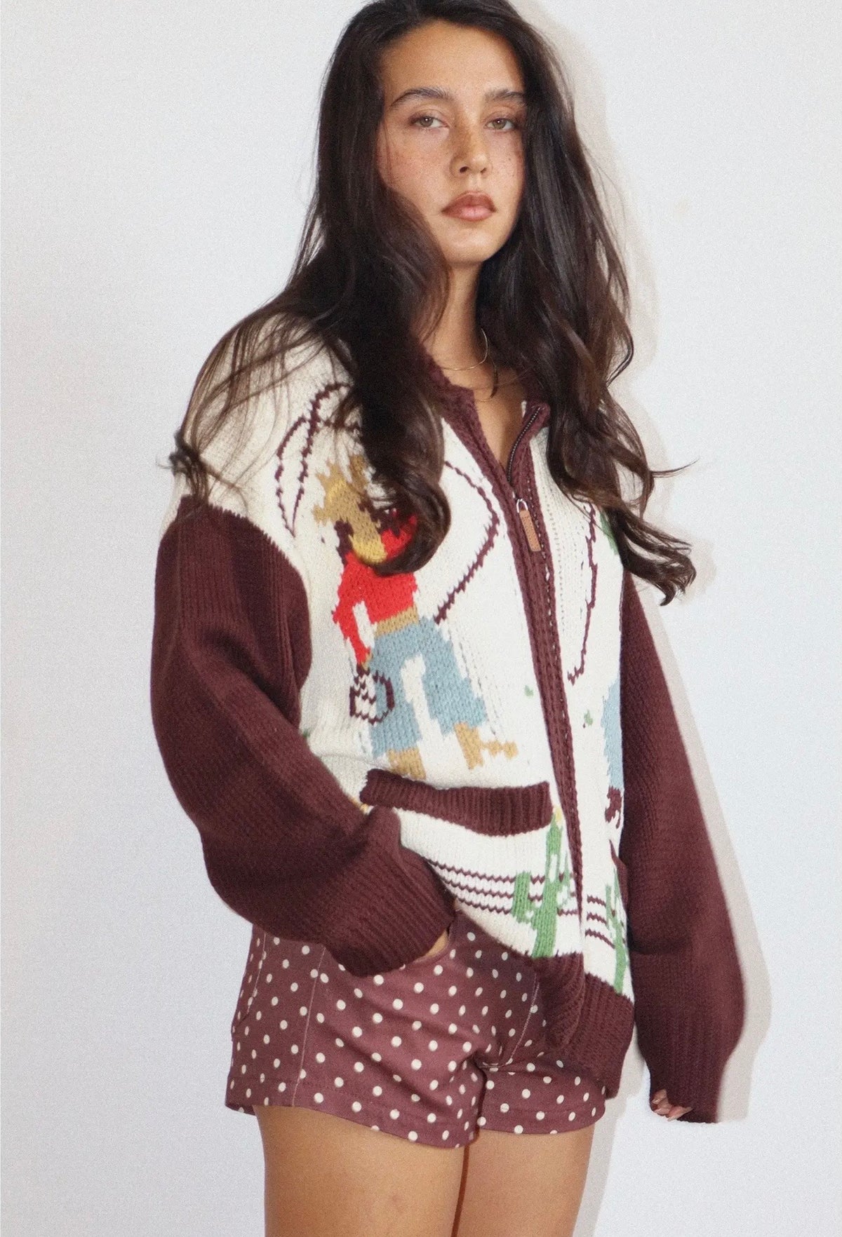 Wild West Lasso Knit Zip Up Cardigan