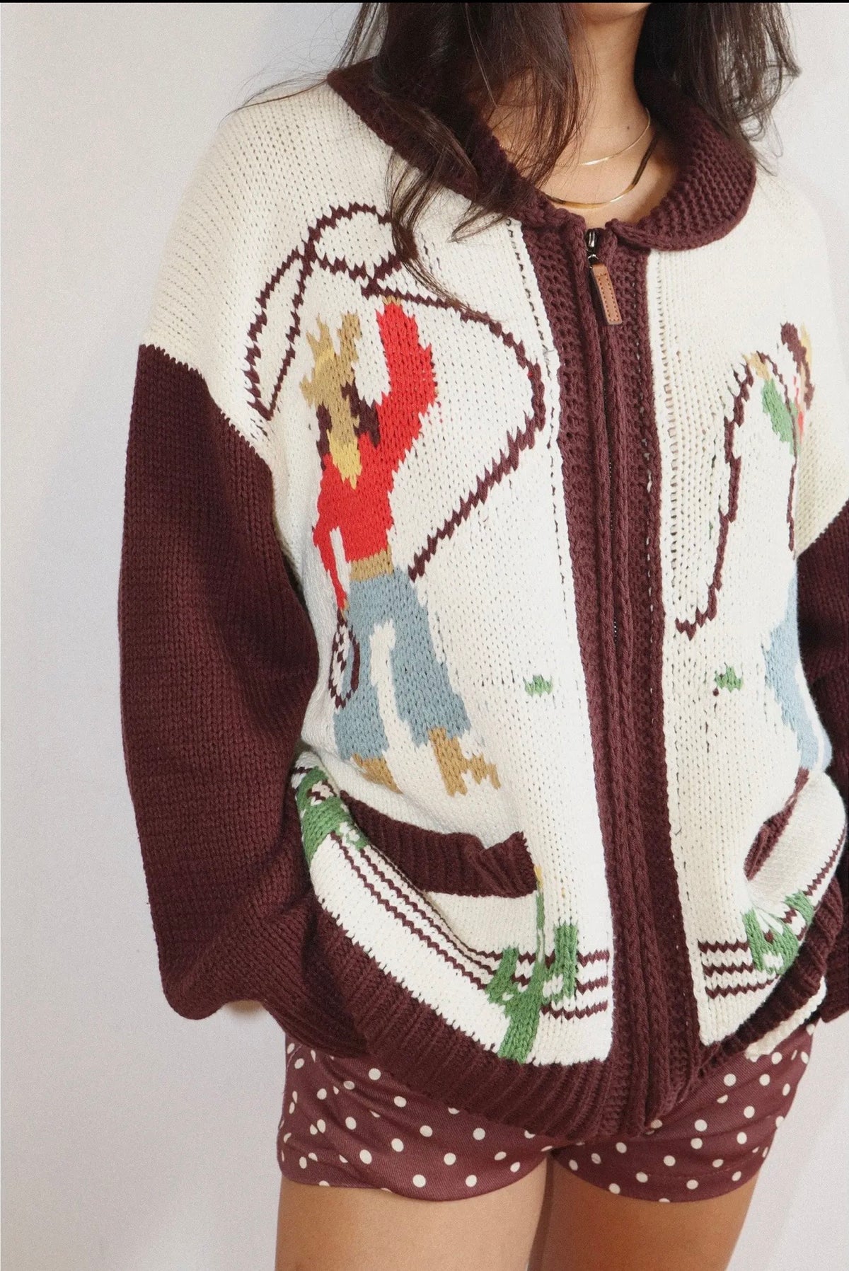 Wild West Lasso Knit Zip Up Cardigan