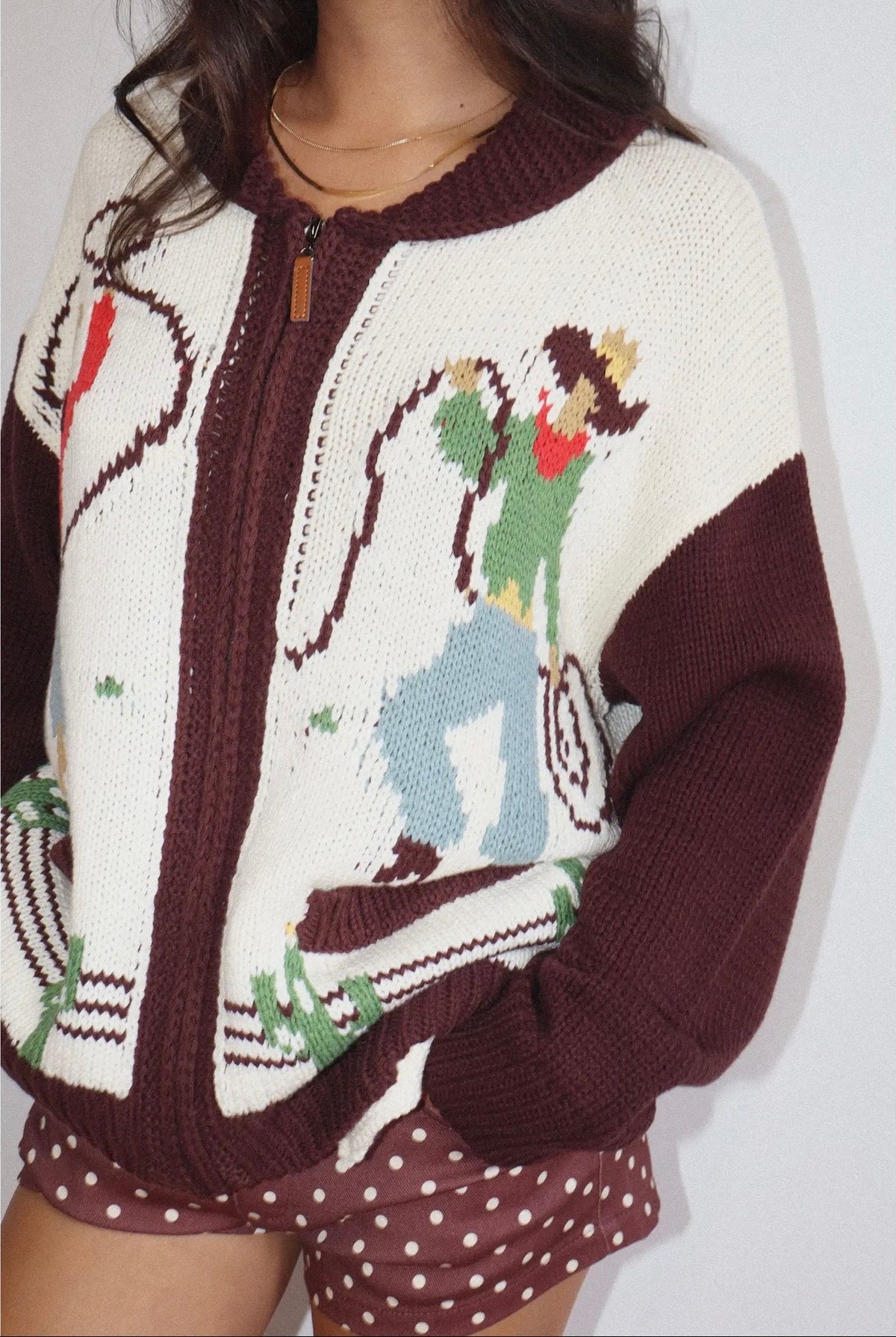 Wild West Lasso Knit Zip Up Cardigan