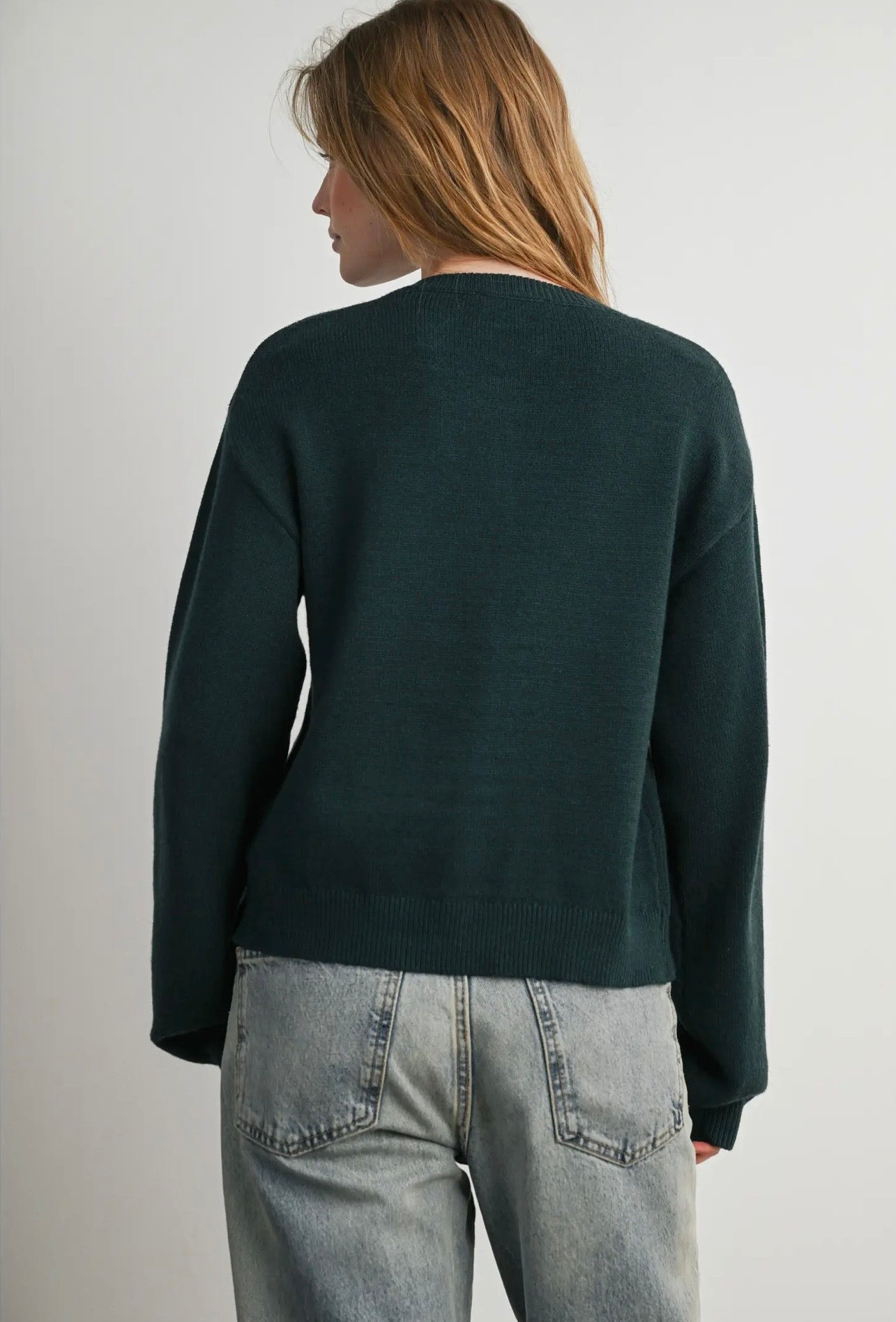 Button Charm Cardigan - Hunter Green