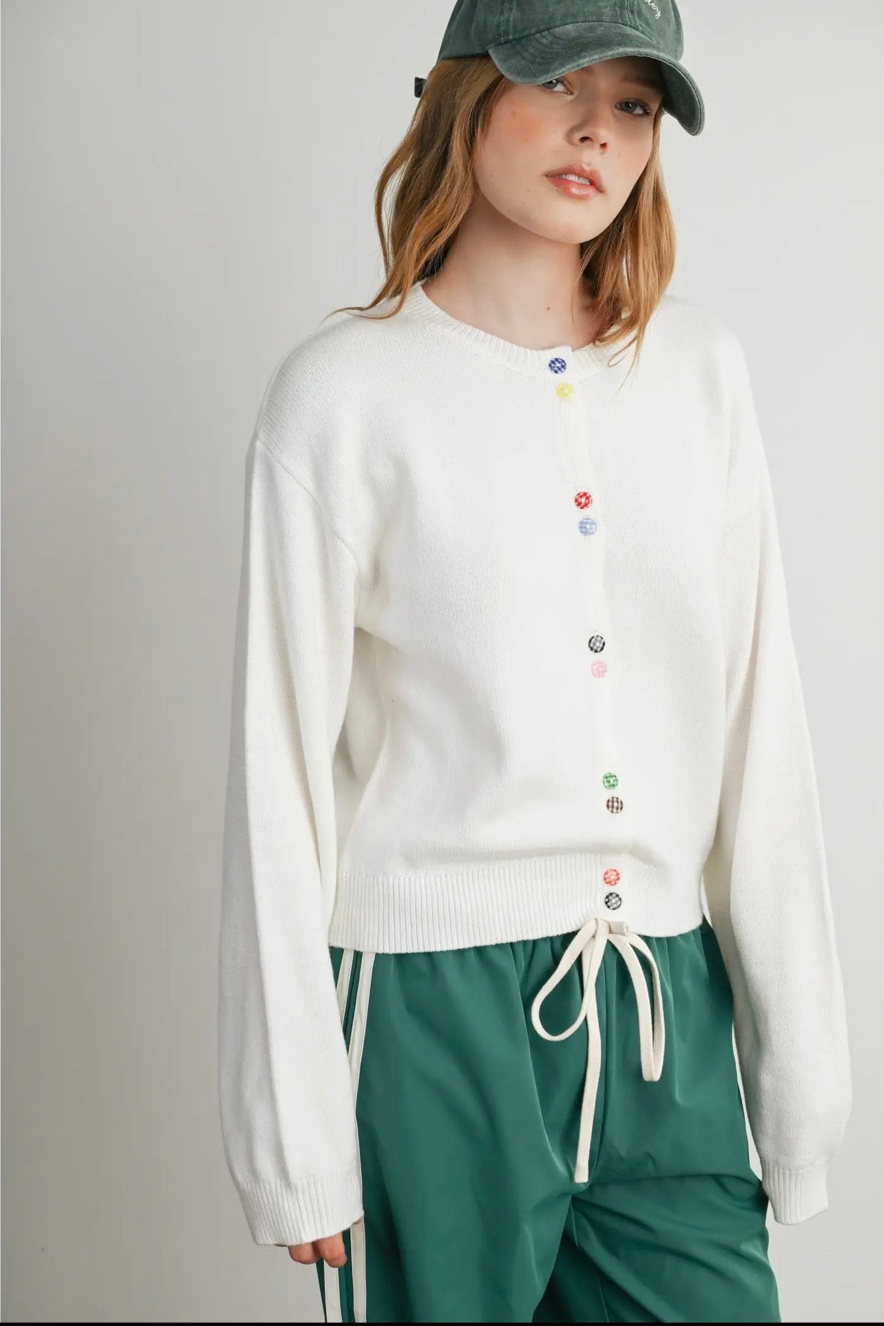 Button Charm Cardigan - Ivory
