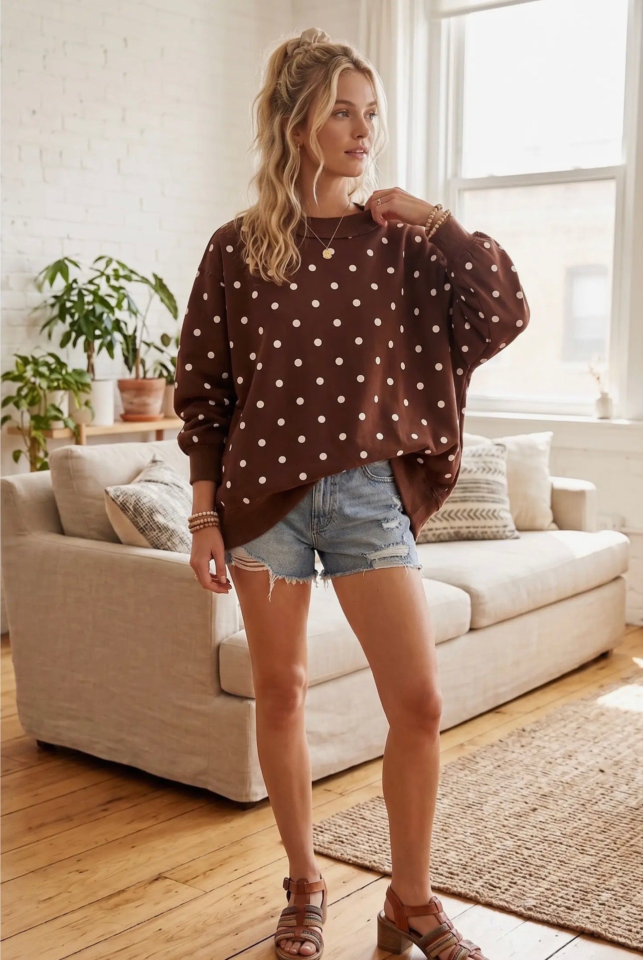 Cocoa Dot Scuba Sweatshirt