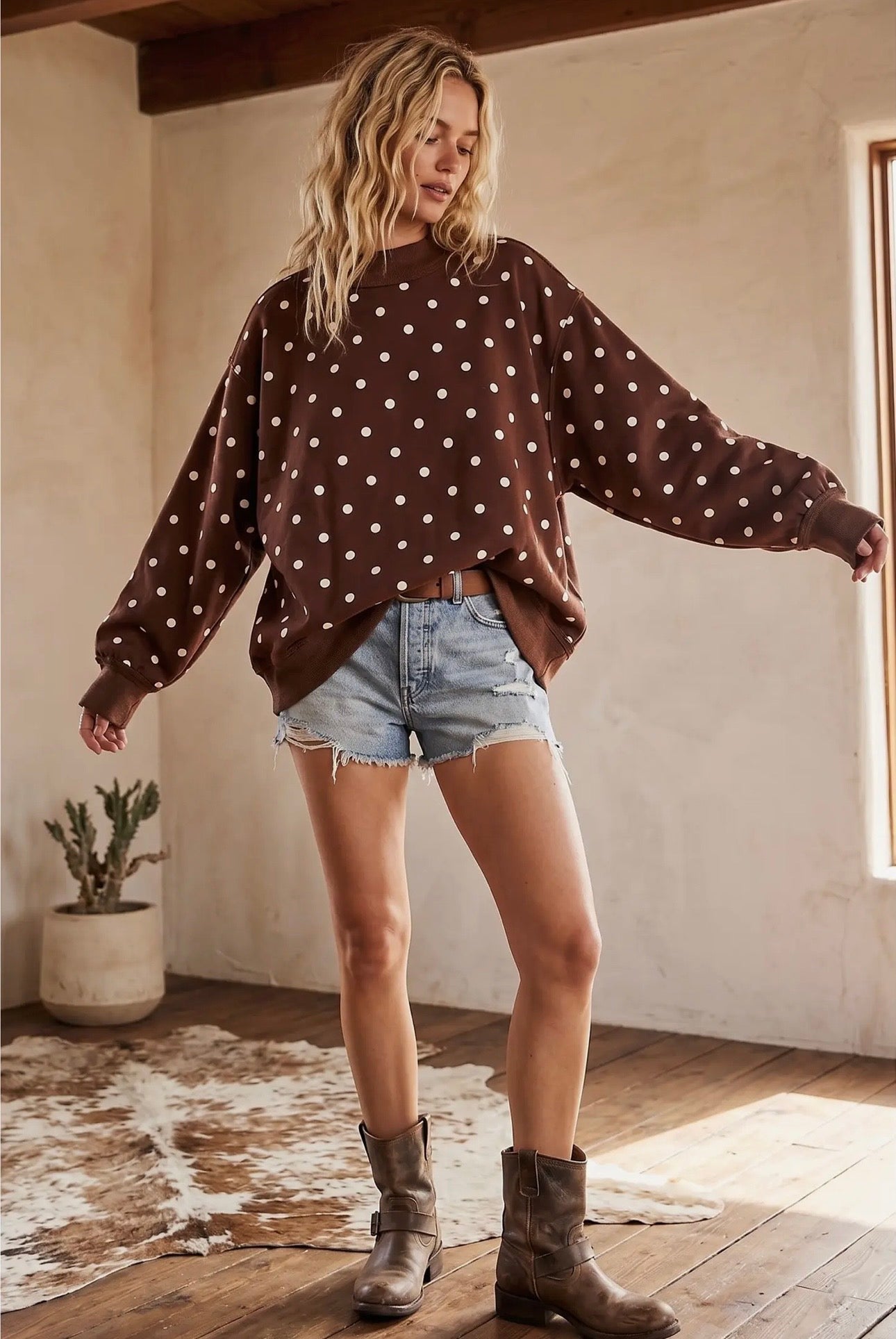 Cocoa Dot Scuba Sweatshirt