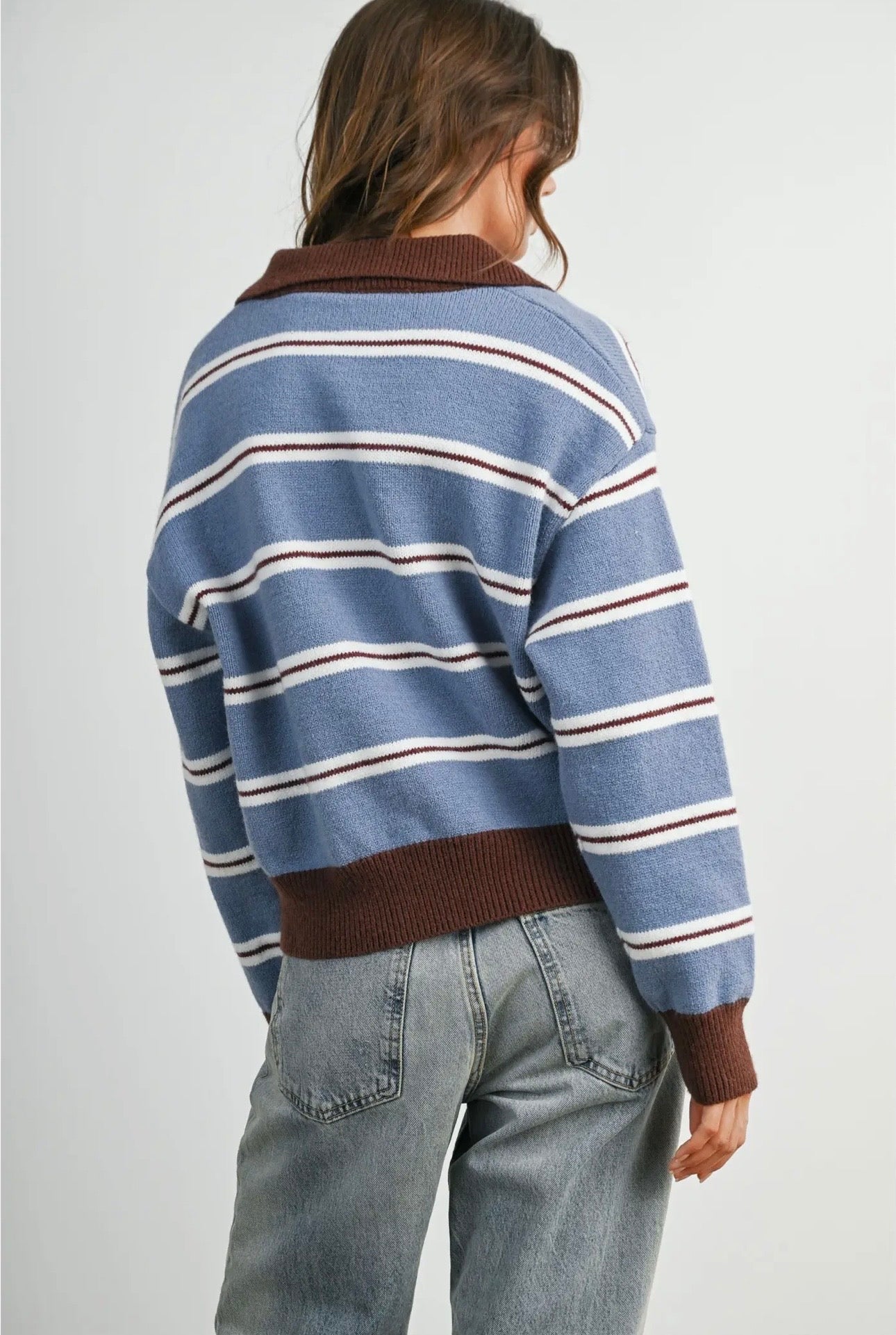 Retro Stripe Quarter Zip Sweater