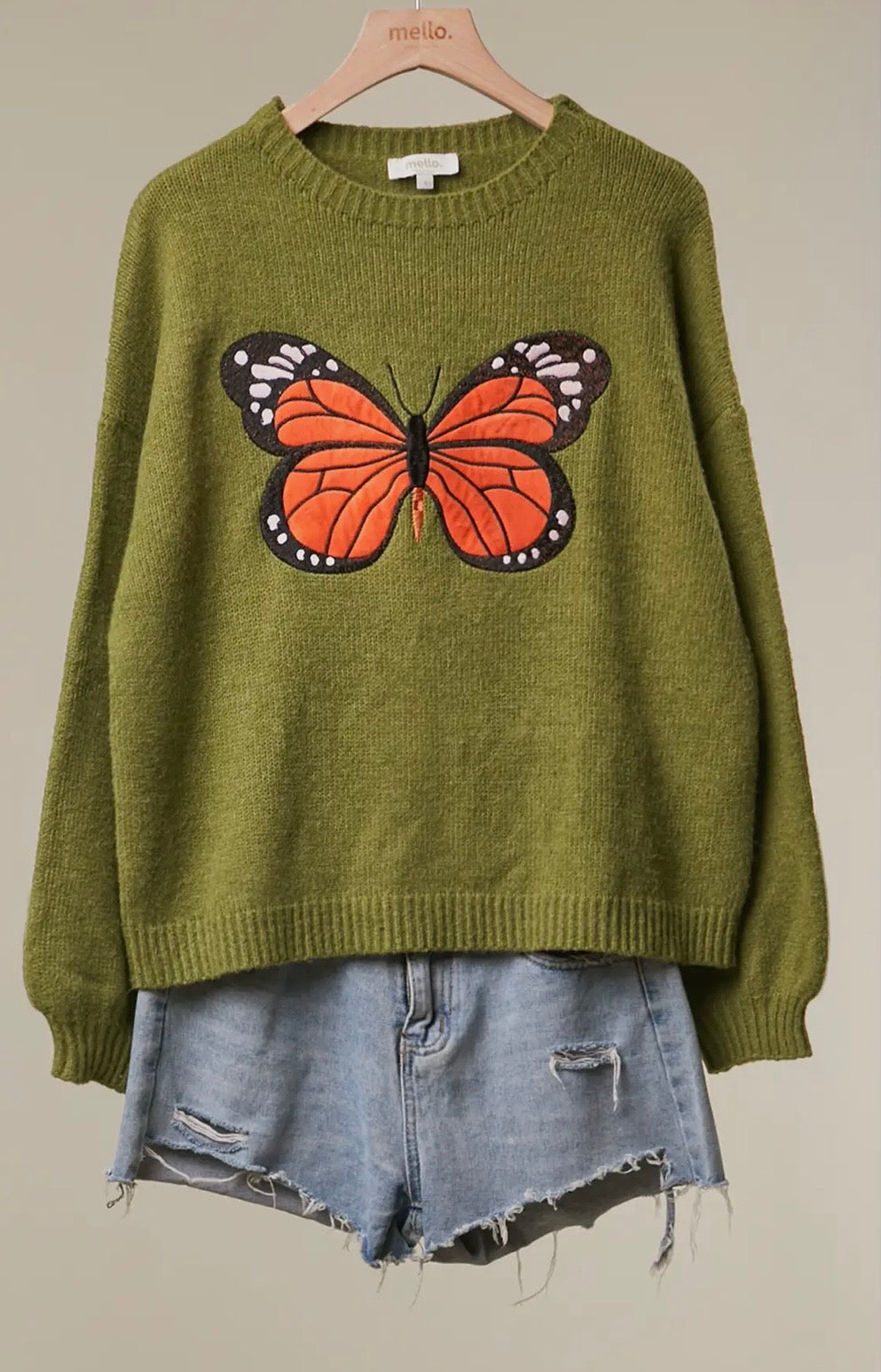 Monarch Meadow Embroidered Sweater
