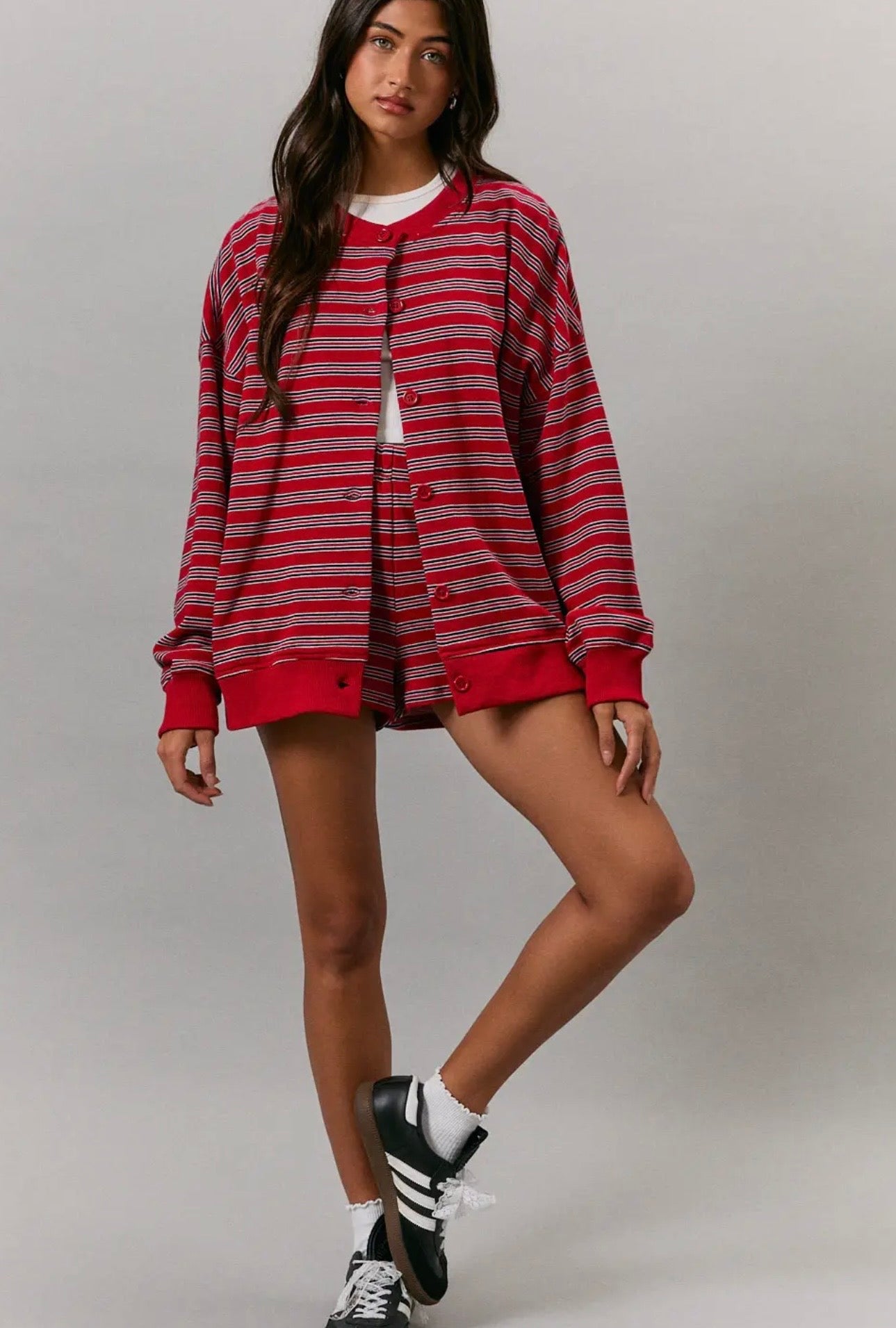 Varsity Stripe Button Down Cardigan