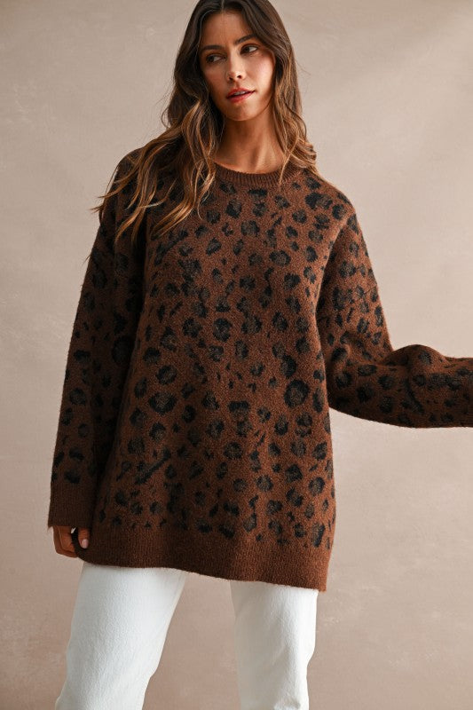Autumn Leopard Tunic Sweater