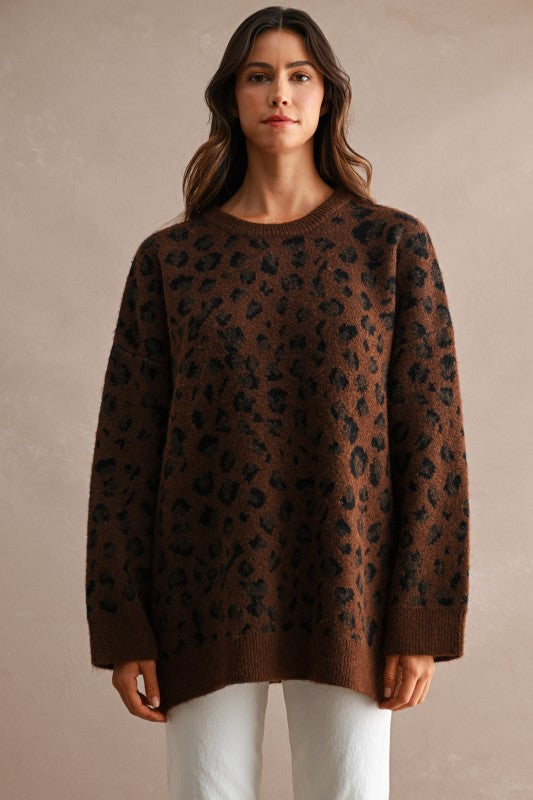 Autumn Leopard Tunic Sweater