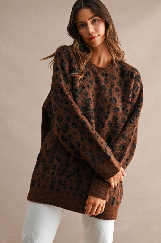 Autumn Leopard Tunic Sweater