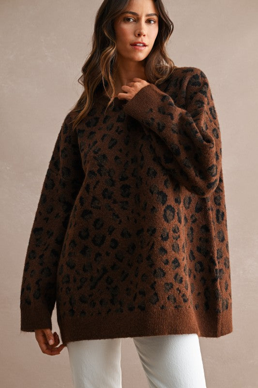 Autumn Leopard Tunic Sweater