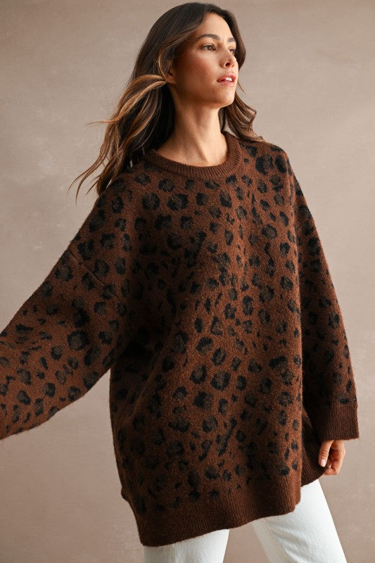 Autumn Leopard Tunic Sweater