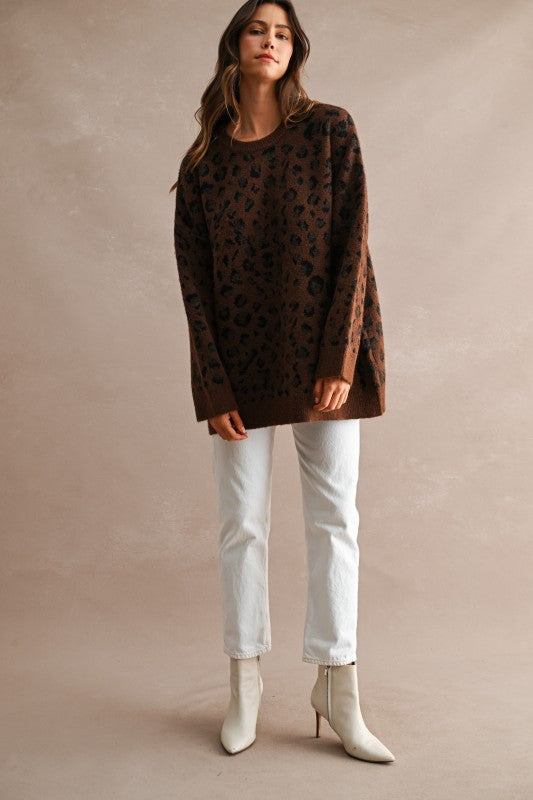 Autumn Leopard Tunic Sweater