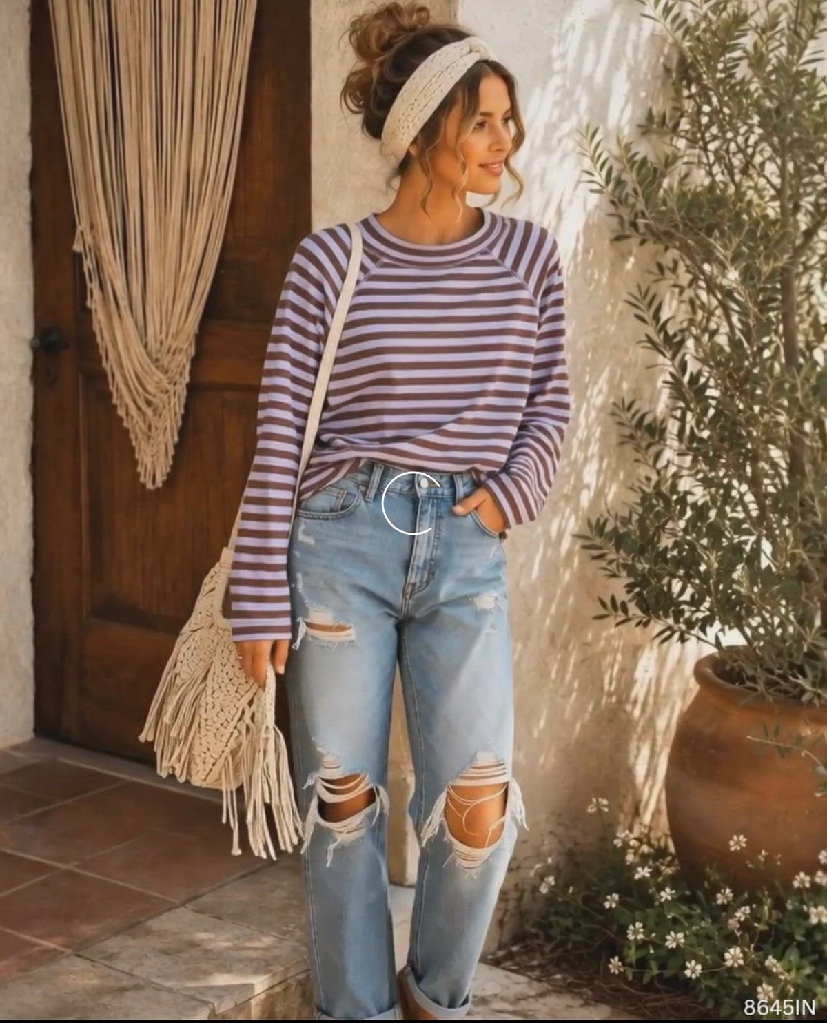 Violet Stripe Oversized Tee