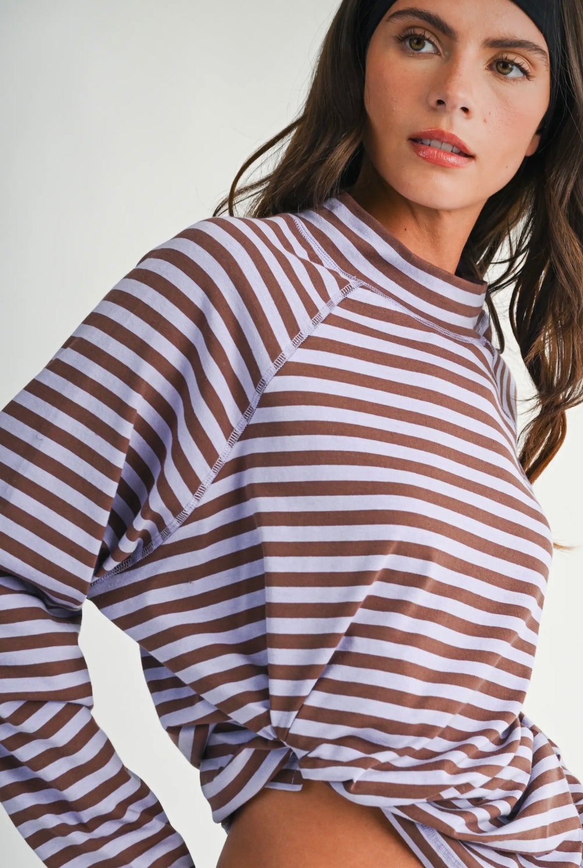 Violet Stripe Oversized Tee