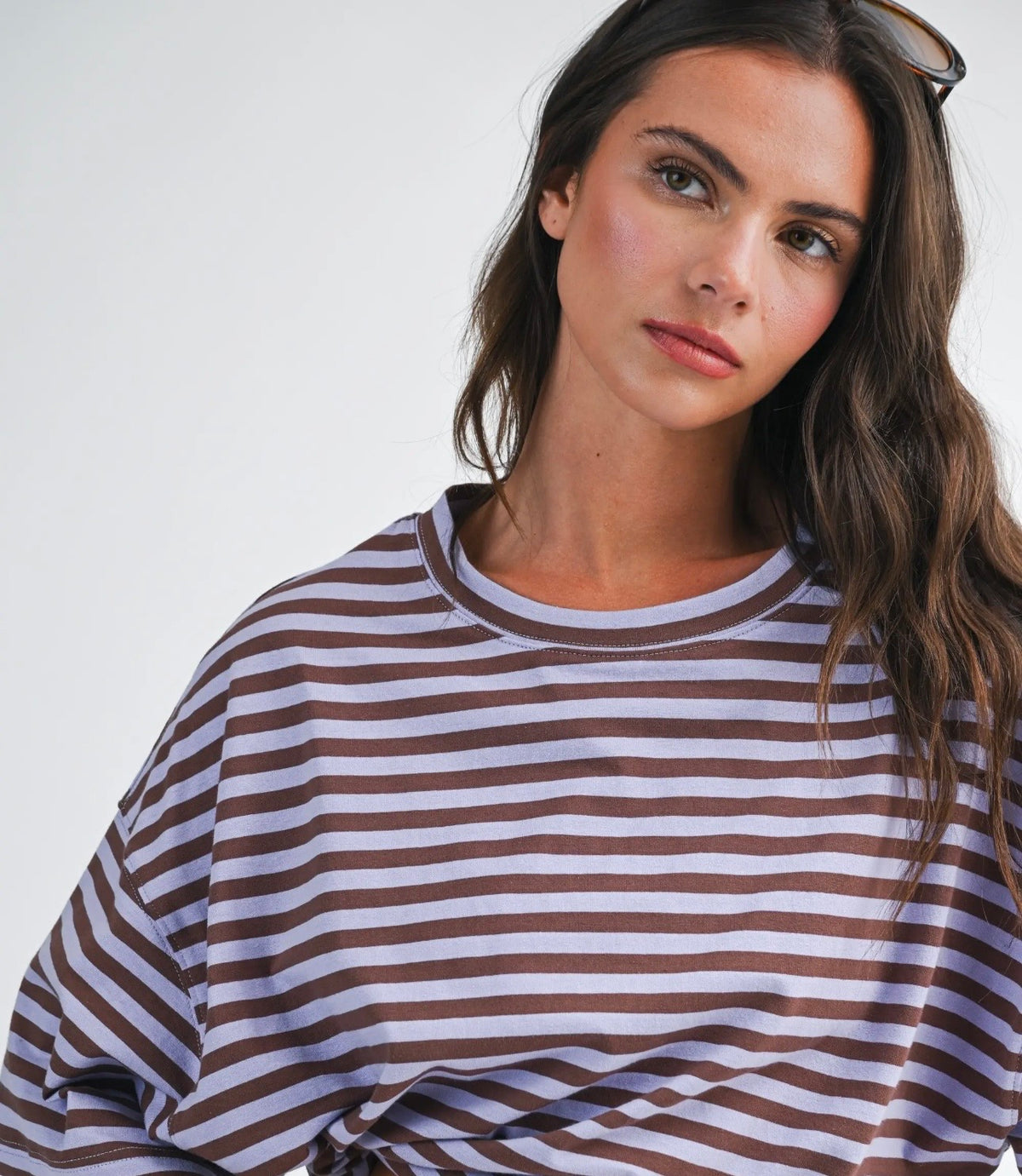 Violet Stripe Oversized Tee
